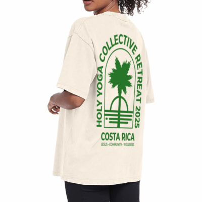Beige Washed Vintage Oversize T Costa Rica Logo