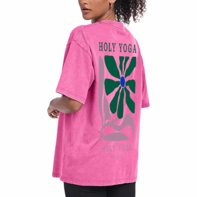 Pink Washed Vintage Oversize T w/ White Flower